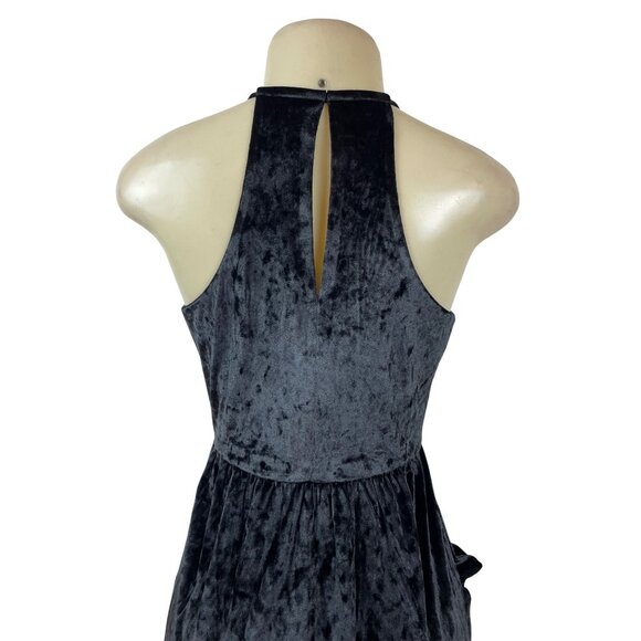 BCBGeneration Black Velvet Halter Midi Dress With Draped Pockets Size S - New - Picture 5 of 11